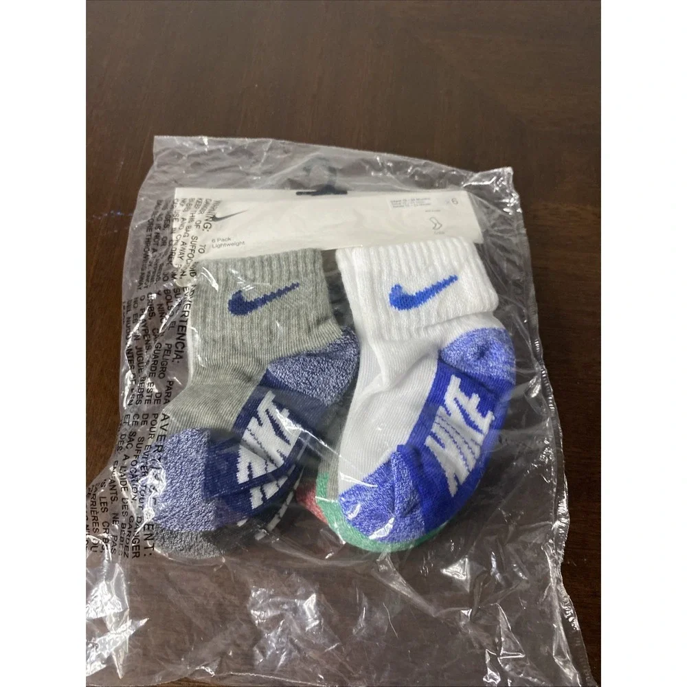 Nike Lightweight Ankle Infant Socks Toddler 12-24 Months 6 Pack NN0659-U10 NWT
